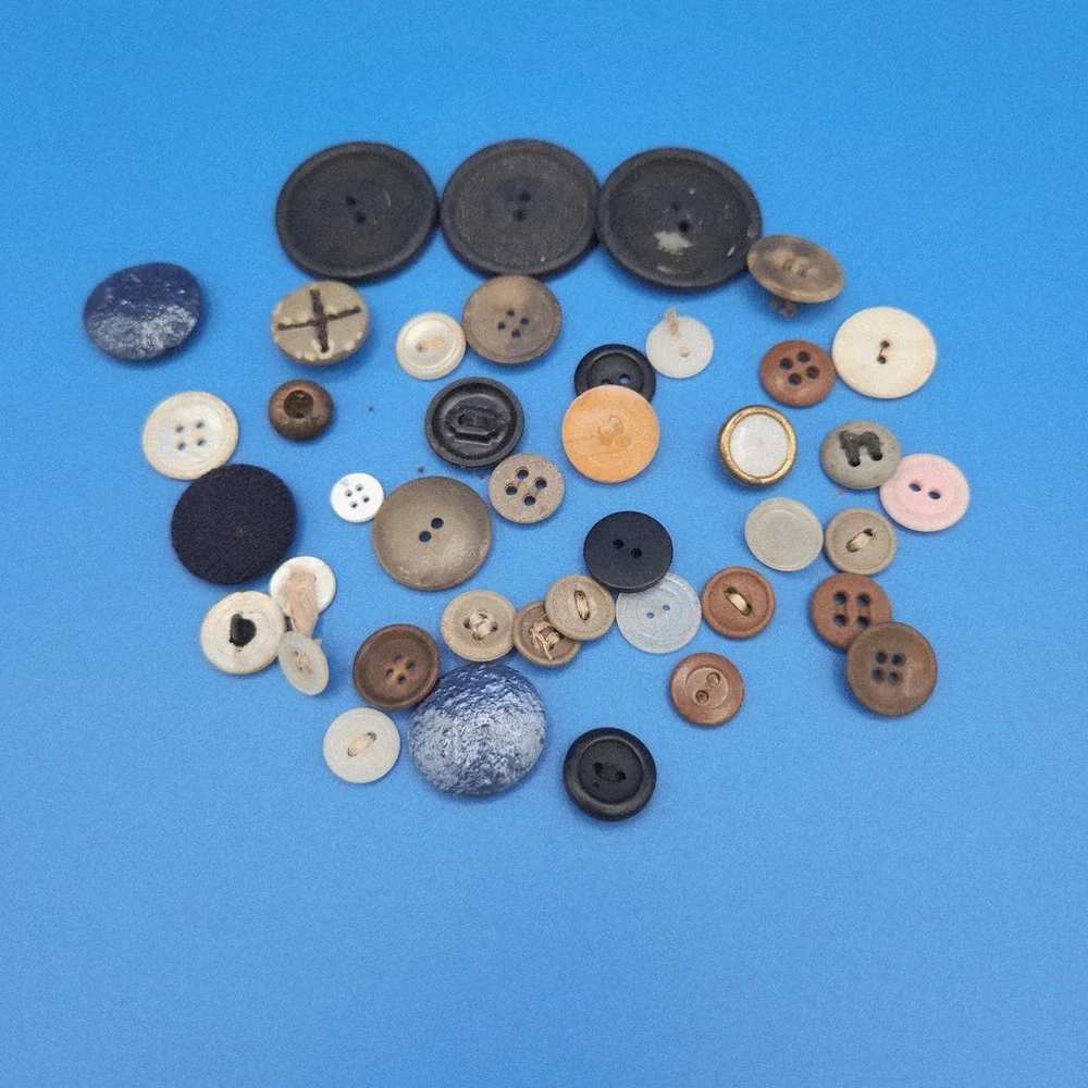 Vintage Assorted Button Lot Mixed Sizes Colors Shapes for Sewing Crafts 100+ pcs